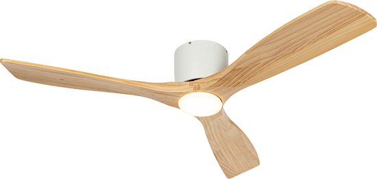 QAZQA Jerri Dimbare LED Plafondventilator Ø 131.5 cm - Naturel